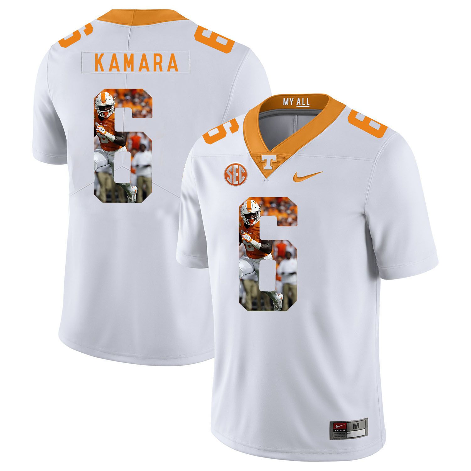 Men Tennessee Volunteers 6 Kamara White Fashion Edition Customized NCAA Jerseys